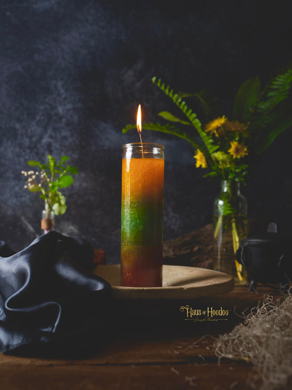 Gold, Green & Orange 7 Day Candle