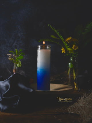 White & Blue 7 Day Candle